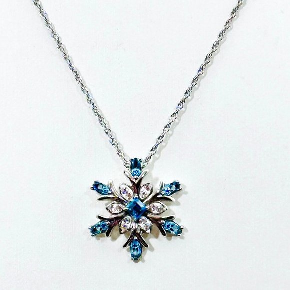 Kaleidoscope Sterling Snowflake Necklace w/Swarovski Crystals - New in Box - Picture 10 of 12